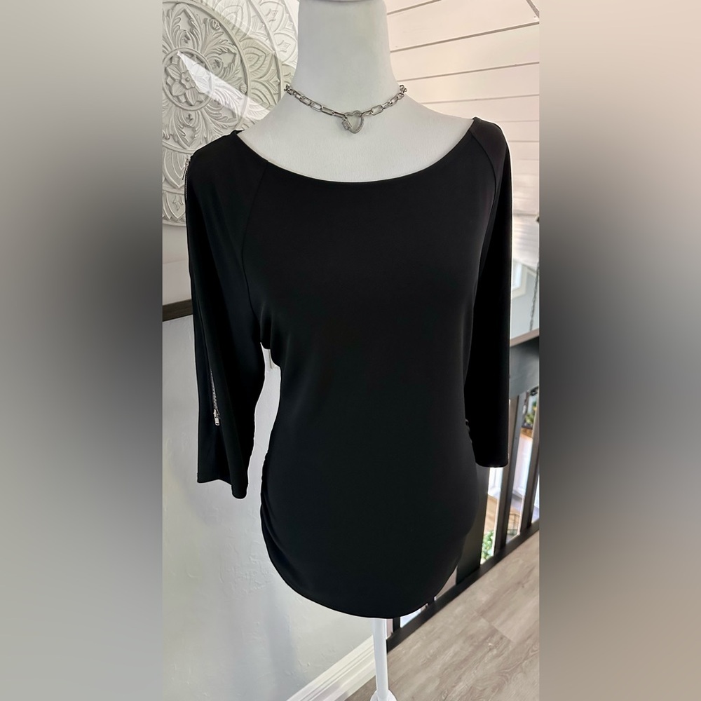 🖤 INC Zippered Sleeve Top